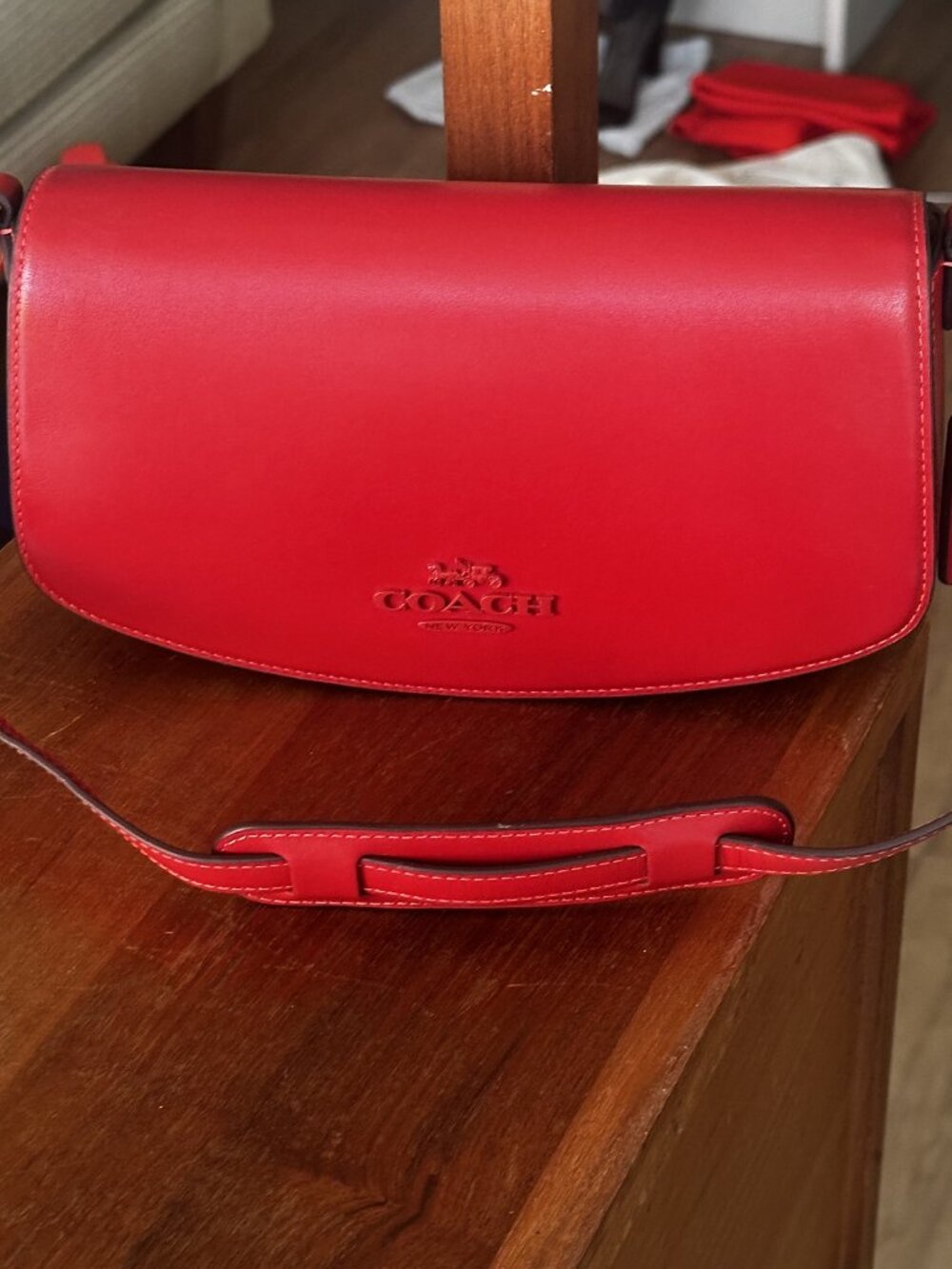 Coach Andrea Shoulder Bag – Red Refined Calf Leather